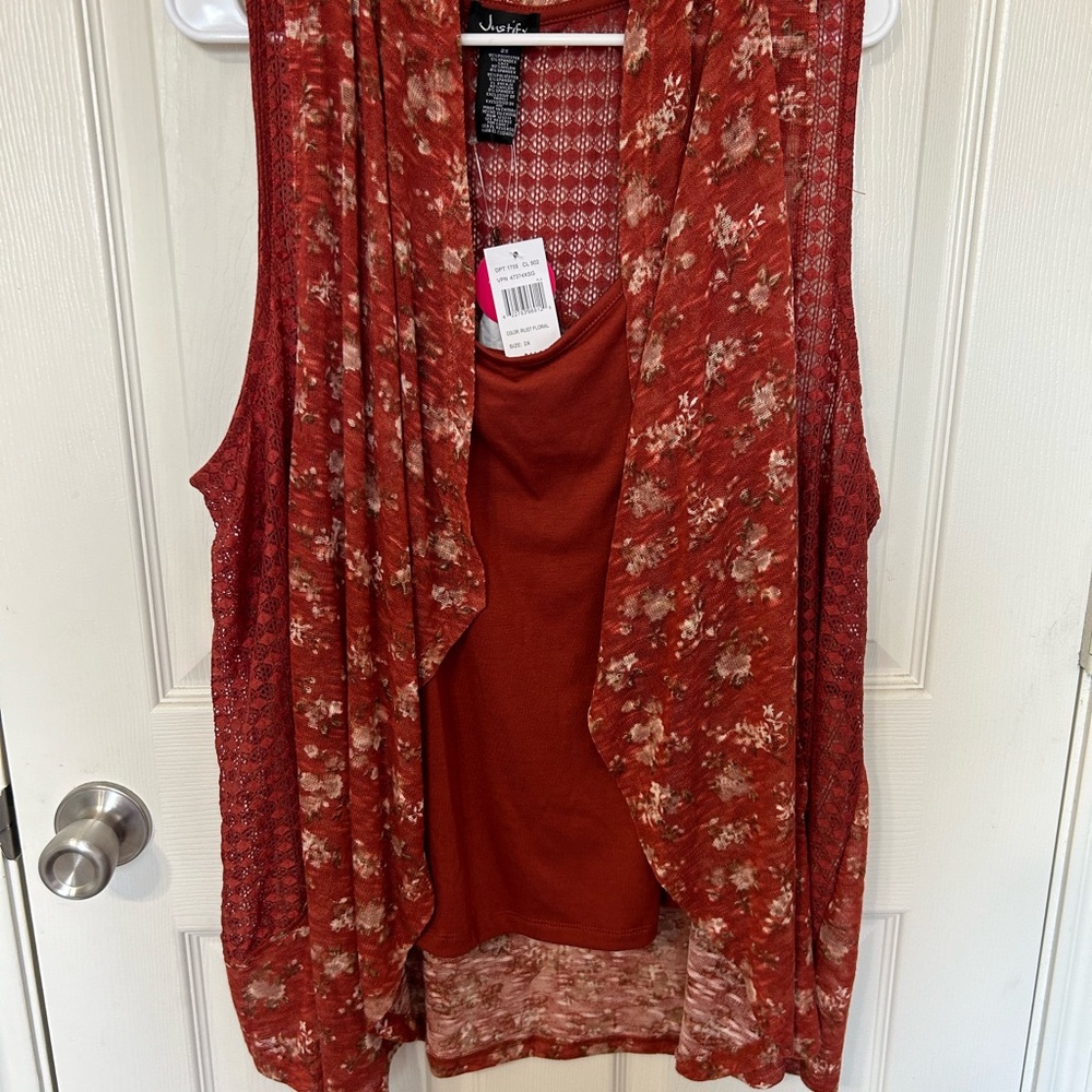 Justify Red and White Knit Top Set